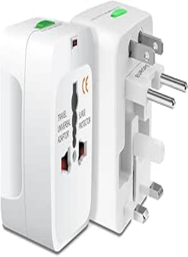 Universal Travel Adapter Plug Converter for Worldwide Socket, Supports Over 150 Countries, White, Type A, B, C, E, F, G, I, J, Adapter